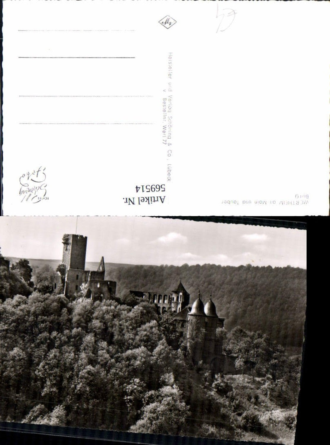 569514,Foto Ak Wertheim a. Main u. Tauber Ansicht m. Burg Schloßruine