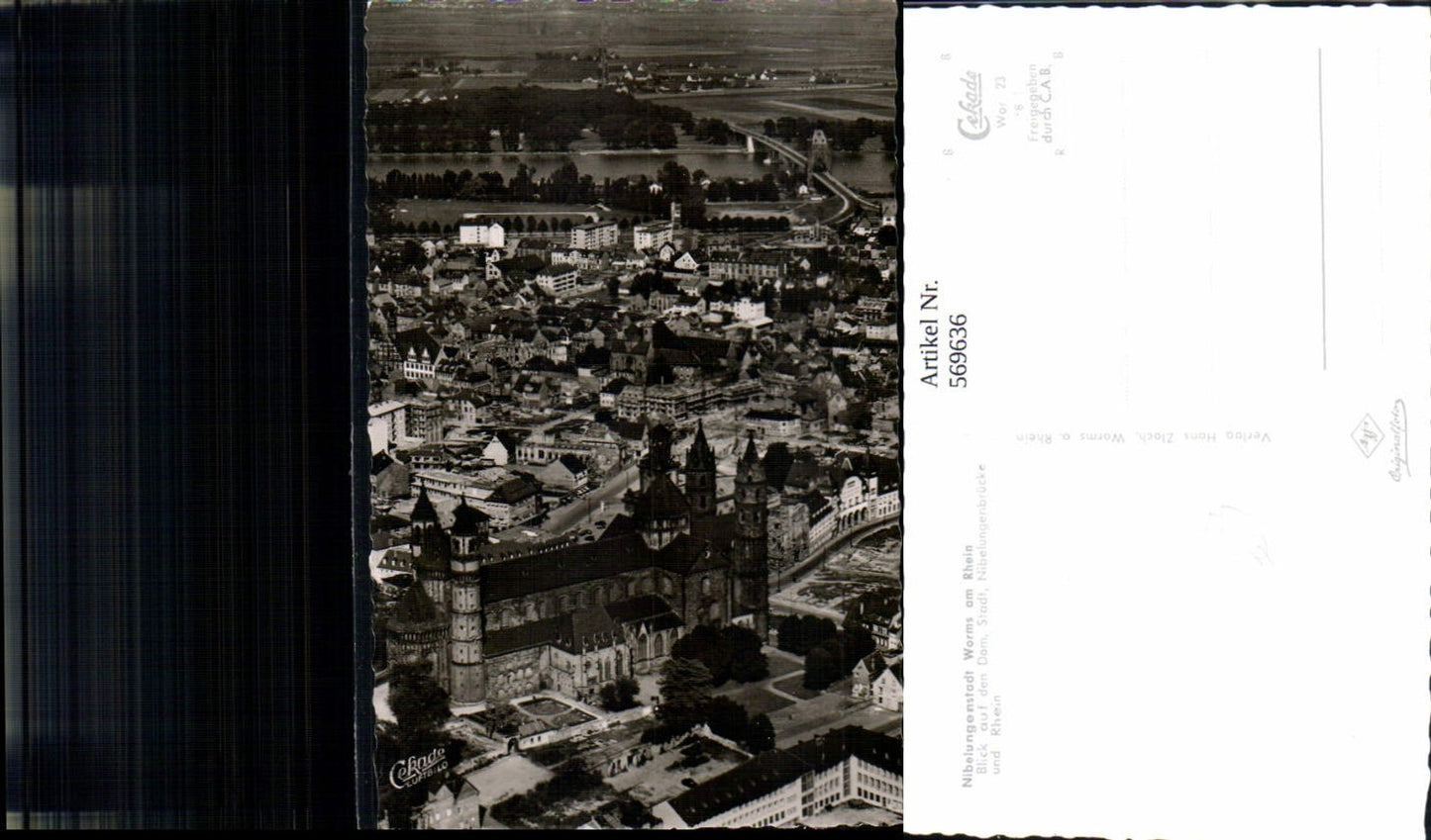 569636,Foto Ak Worms a. Rhein Blick a. d. Dom Nibelungenbrücke