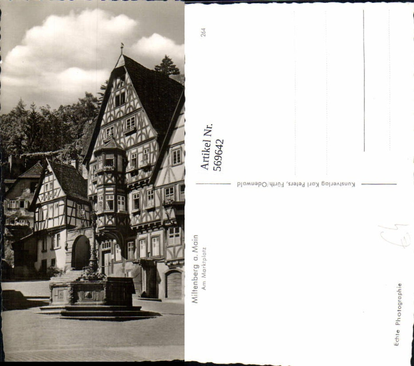 569642,Foto Ak Miltenberg a. Main Marktplatz Brunnen Säule
