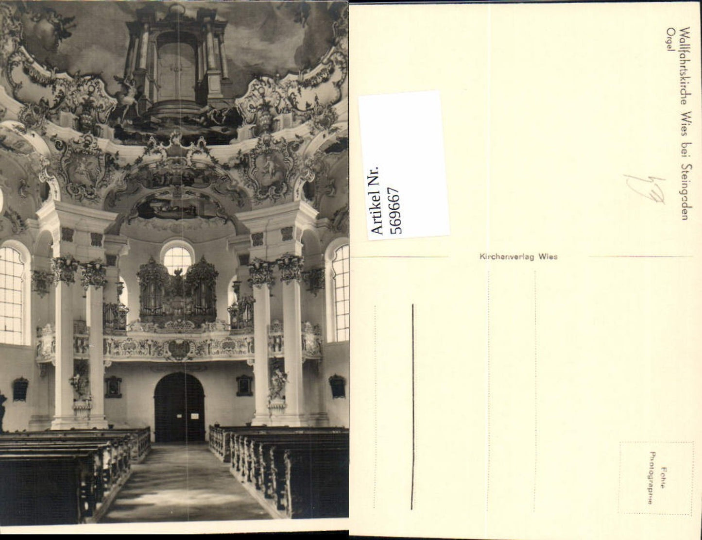 569667, Photo Ak Pilgrimage Church Wies near Steingaden Organ