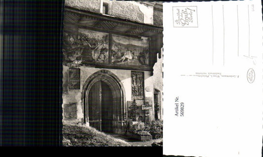 569829,Foto Ak Hallstatt Eingang kath. Pfarrkirche Kirche Fresko