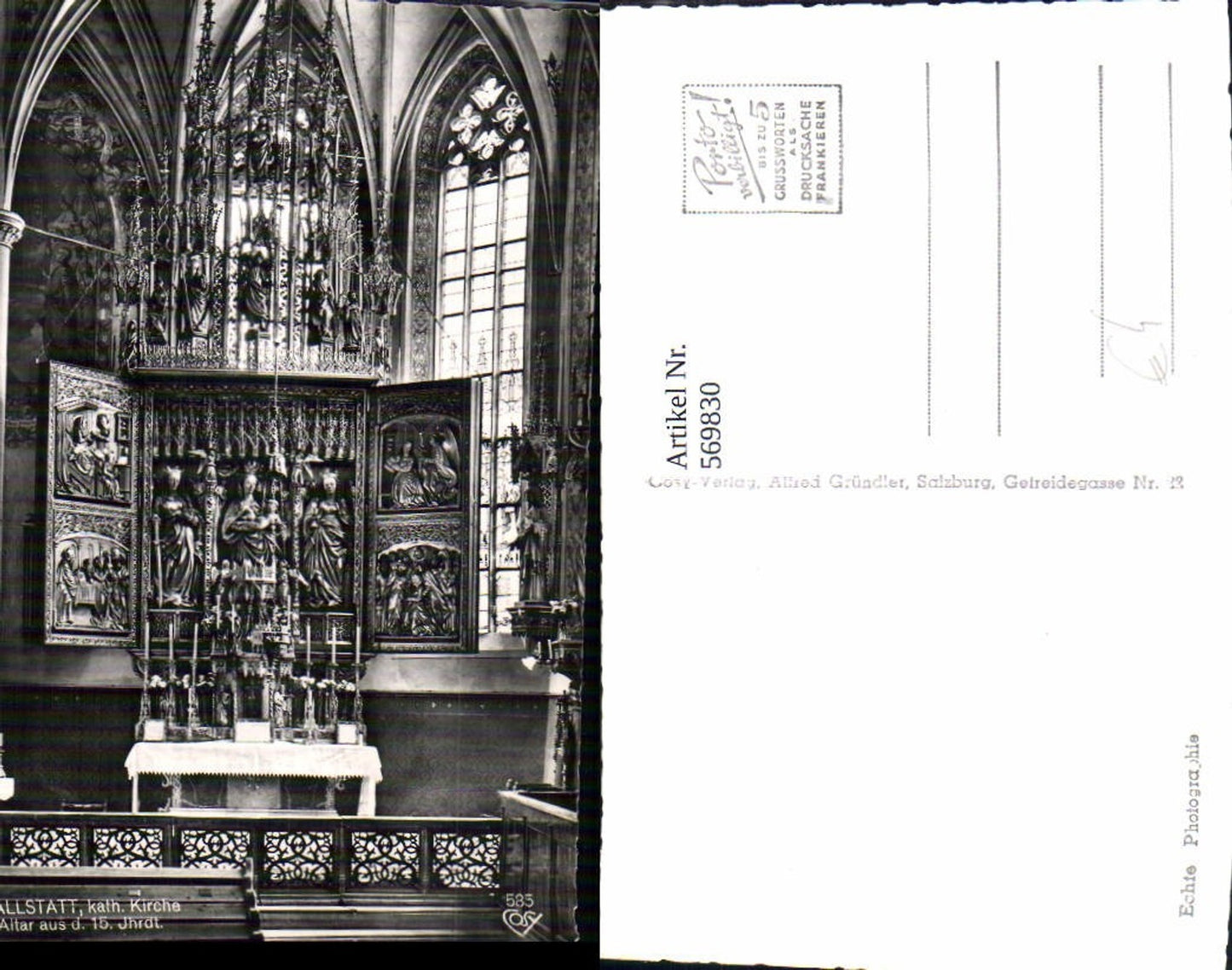 569830,Foto Ak Hallstatt Pfarrkirche Kirche Altar