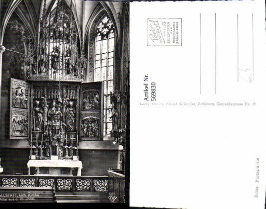 569830,Foto Ak Hallstatt Pfarrkirche Kirche Altar