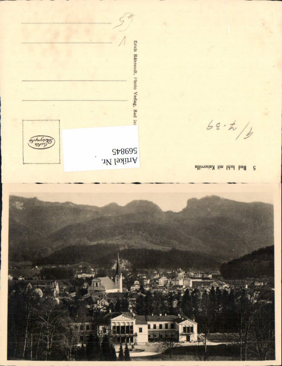 569845,Foto Ak Bad Ischl Kaiservilla 1939 pub Erich Bährendt