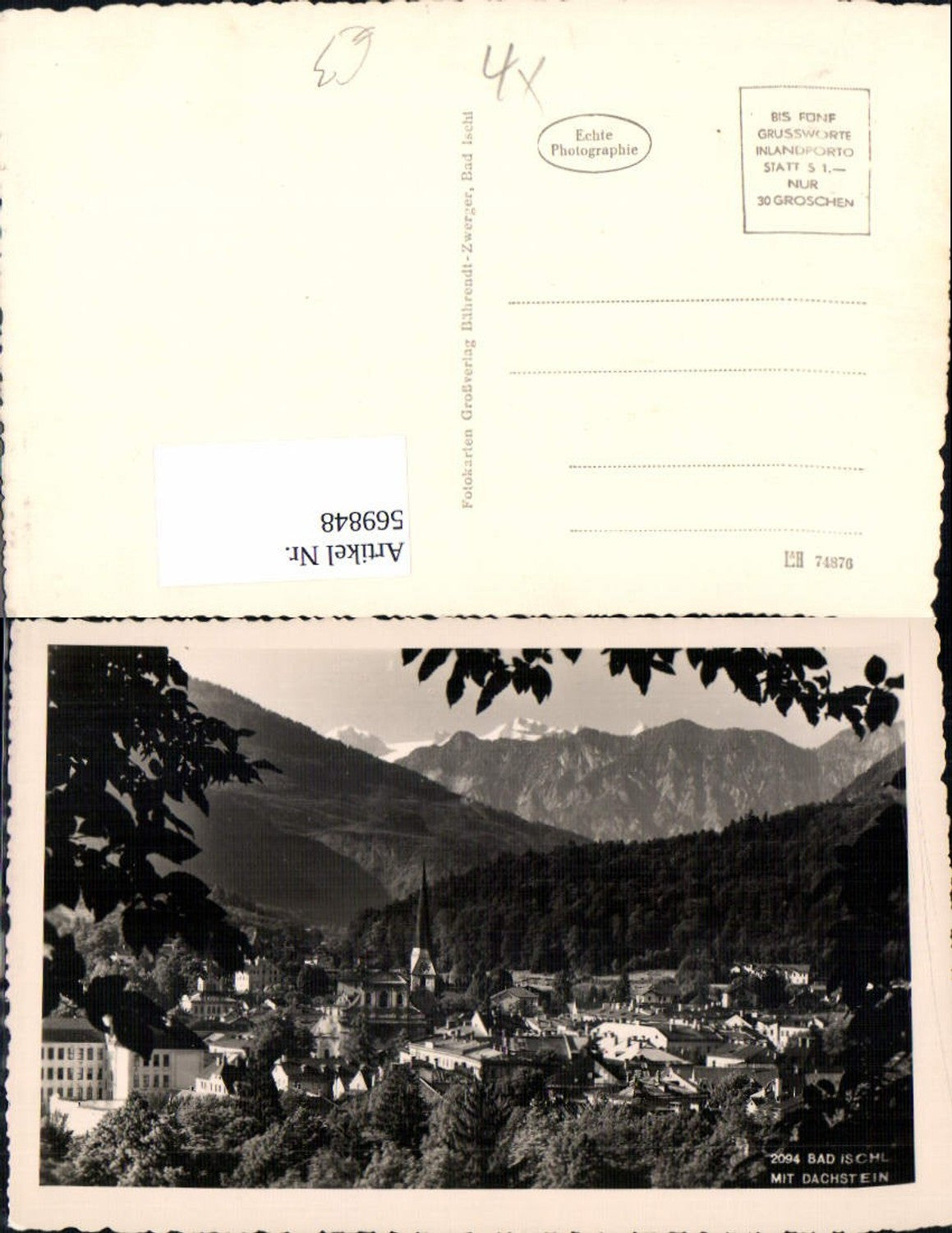 569848,Foto Ak Bad Ischl m. Dachstein