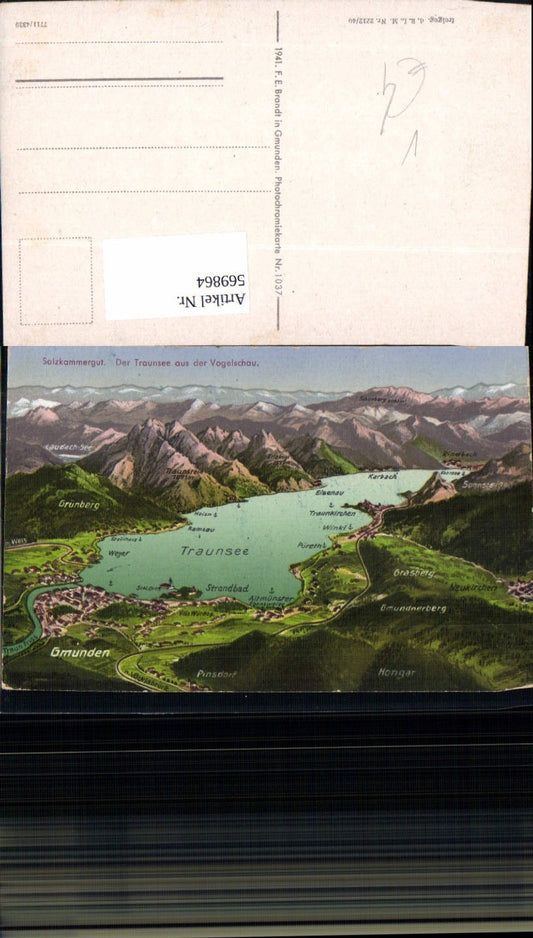 569864,Lagekarte Gmunden Traunsee pub F. E. Brandt 1037
