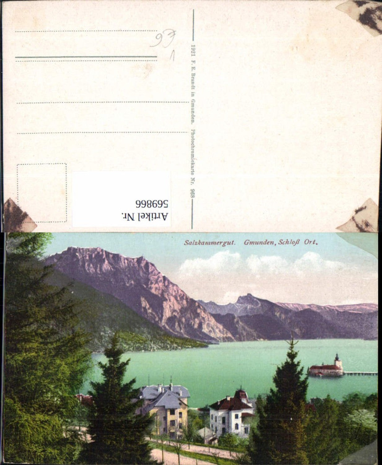 569866,Gmunden Salzkammergut Schloss Ort pub F. E. Brandt 968