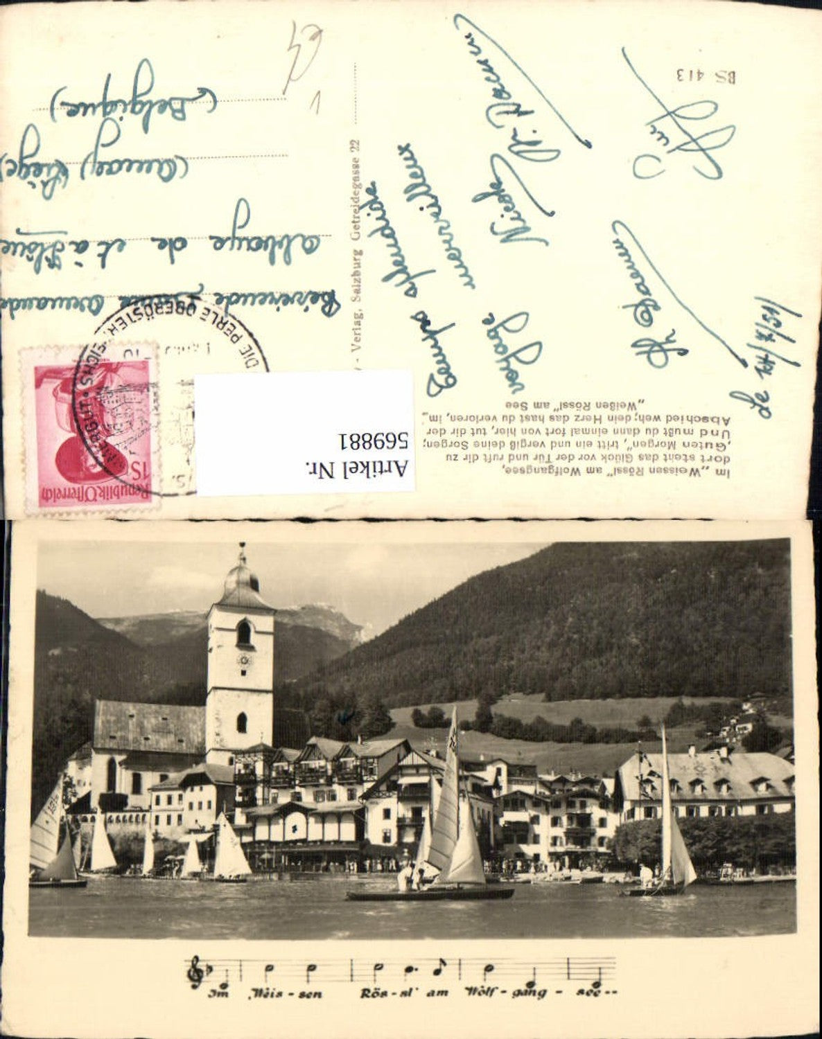 569881,St Wolfgang a. Wolfgangsee Weissen Rössl Weißes Rößl Liedzeile Text pub Cosy BS 413