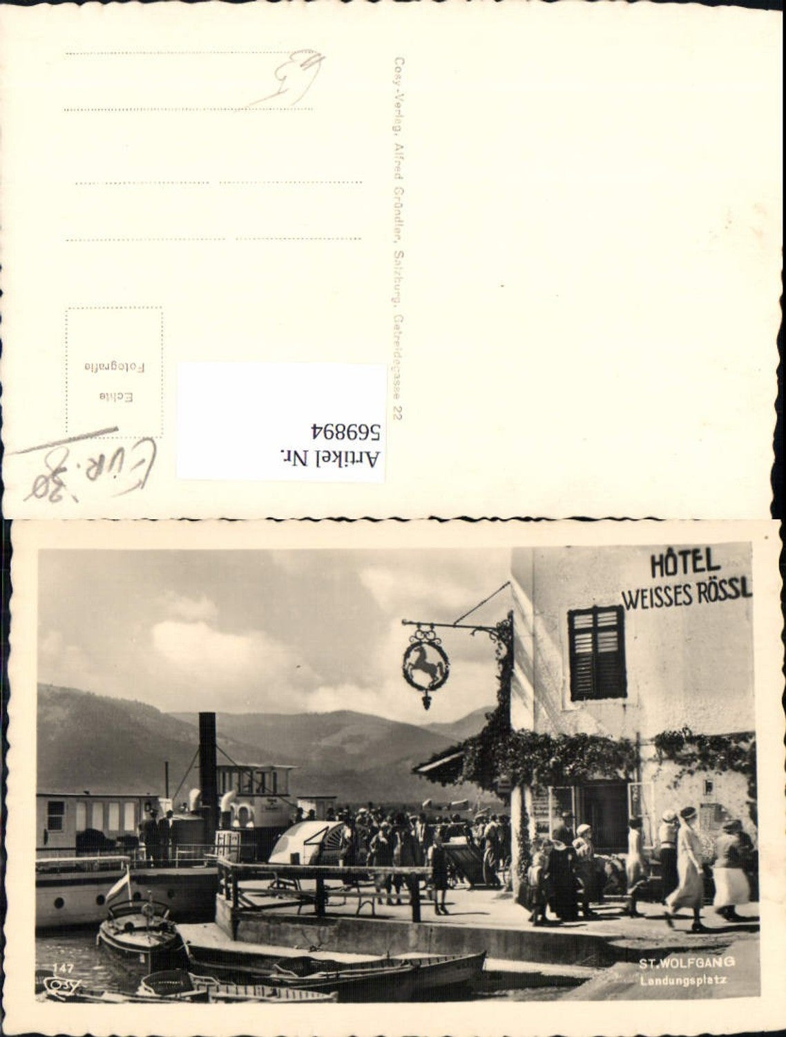 569894,Foto Ak St Wolfgang a. Wolfgangsee Weisses Rössl Landungsplatz Schiff Dampfer pub Cosy 147