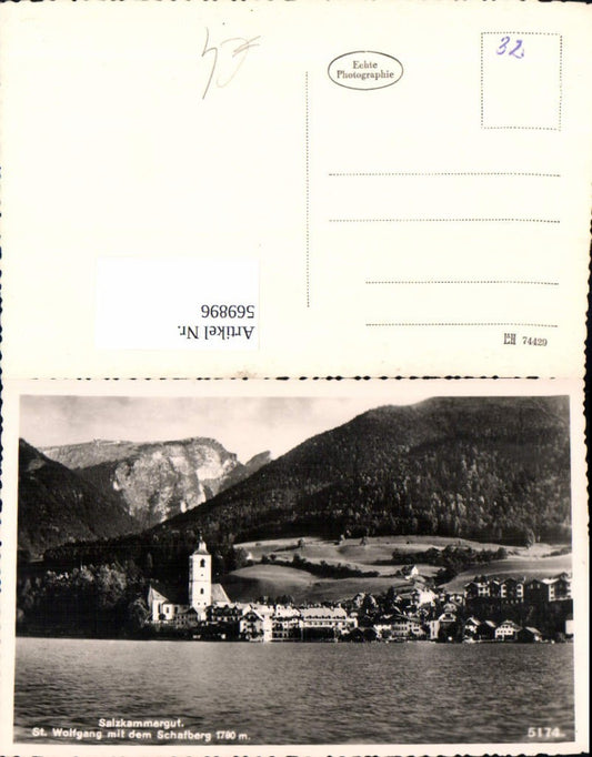 569896,Foto Ak St Wolfgang a. Wolfgangsee m. Schafberg Salzkammergut