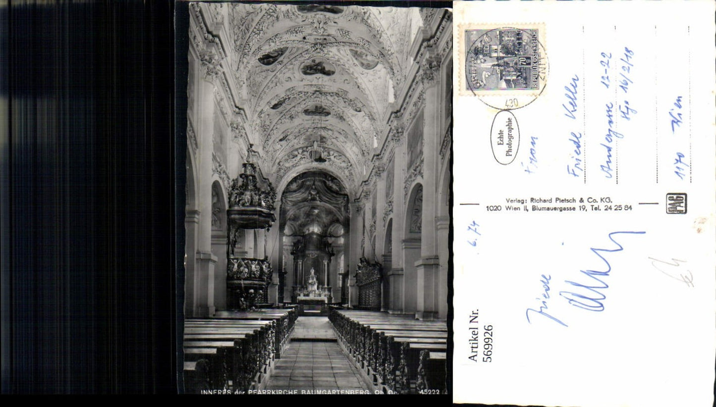 569926,Foto Ak Baumgartenberg Inneres d. Pfarrkirche