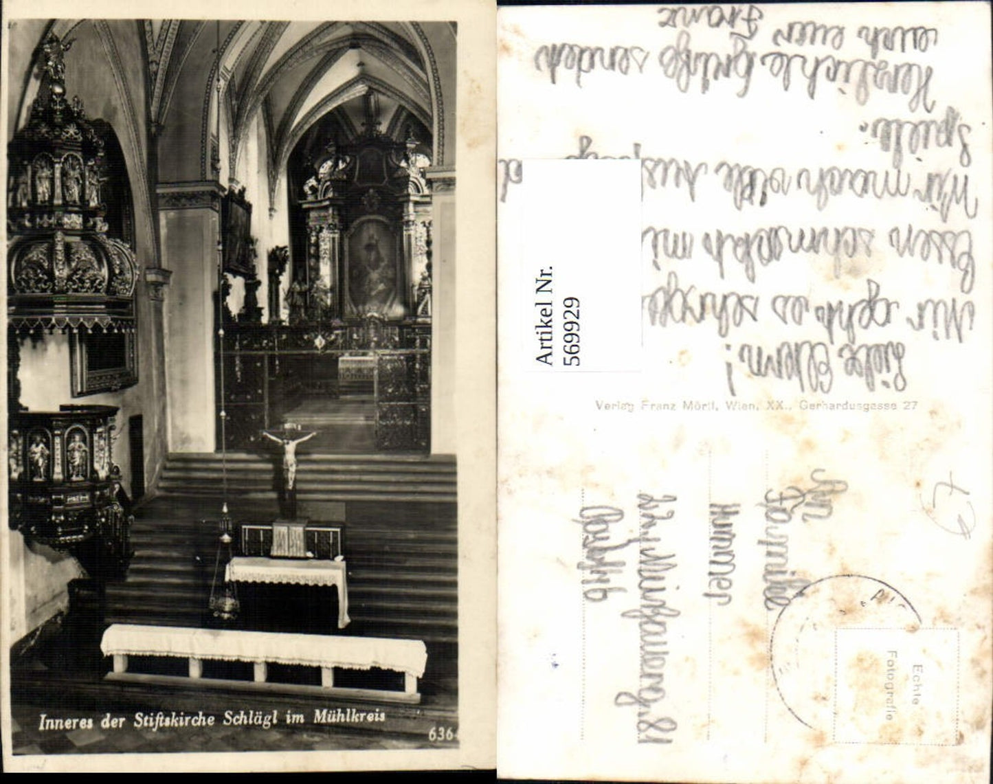 569929,Foto Ak Inneres d. Stiftskirche Schlägl i. Mühlkreis Aigen im Mühlkreis