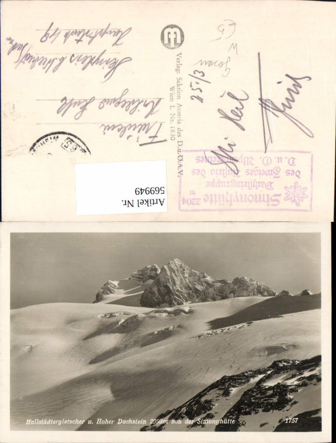 569949,Hallstädtergletscher Hoher Dachstein v. d. Simonyhütte Hallstatt