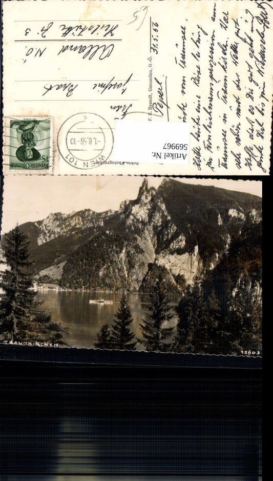 569967,Foto Ak Traunkirchen Ansicht m. Schiff Dampfer Traunsee