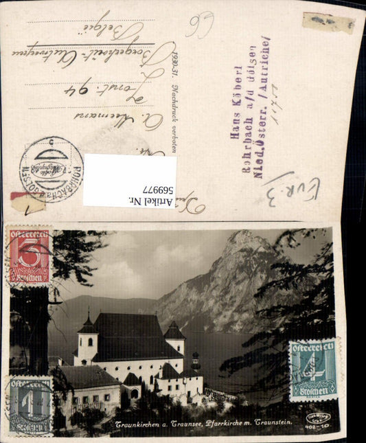 569977,Traunkirkchen a. Traunsee Pfarrkirche m. Traunstein