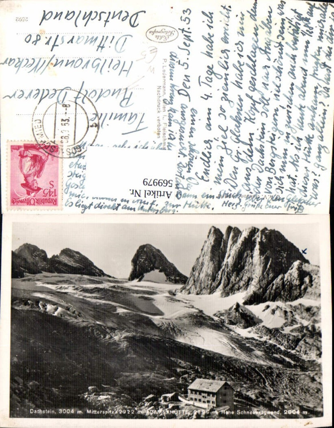 569979,Foto Ak Gosau Dachstein m. Mitterspitz Adamekhütte