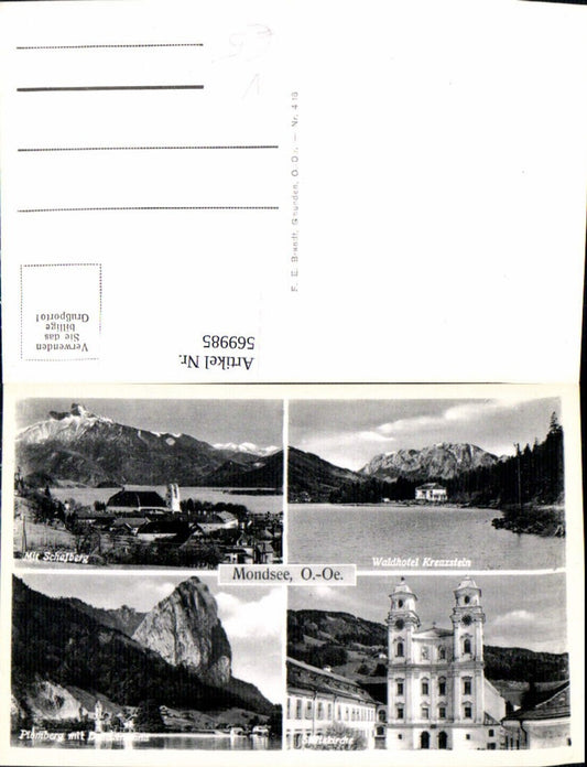 569985,Mehrbild Ak Mondsee Waldhotel Kreuzstein Stiftskirche pub F. E. Brandt 416