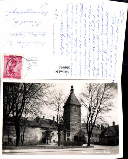 569989,Foto Ak Wels Lederer-Turm
