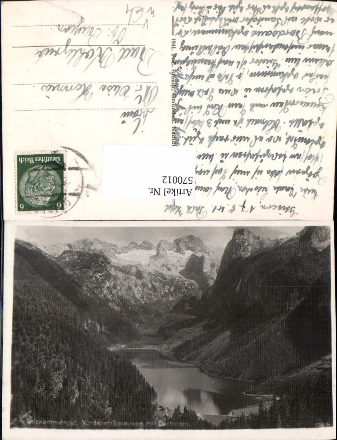 570012,Foto Ak Gosau Vorderer Gosausee m. Dachstein Salzkammergut pub F. E. Brandt