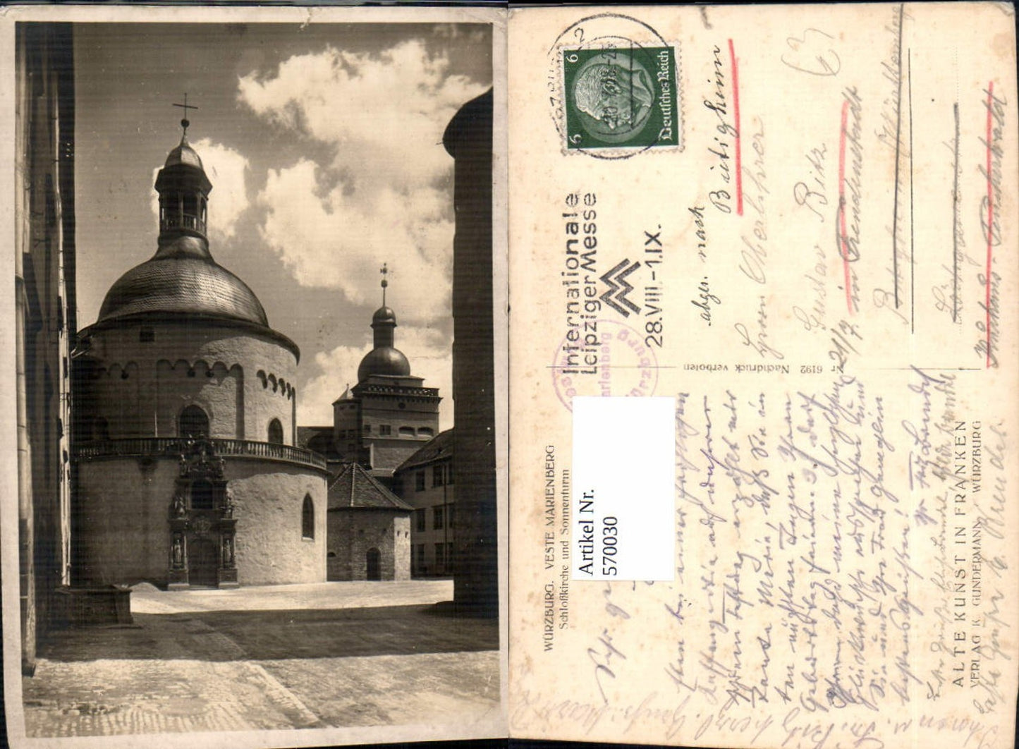 570030,Würzburg Veste Marienberg Schloßkirche u. Sonnenturm