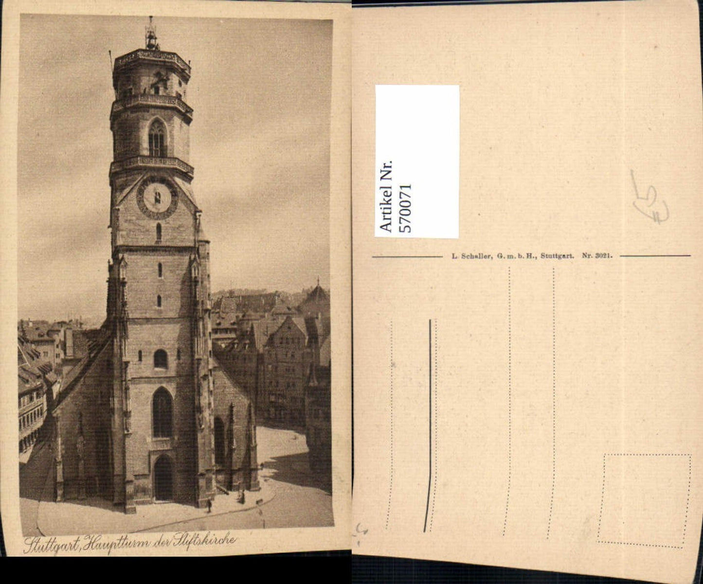 570071,Stuttgart Hauptturm d. Stiftskirche Kirche