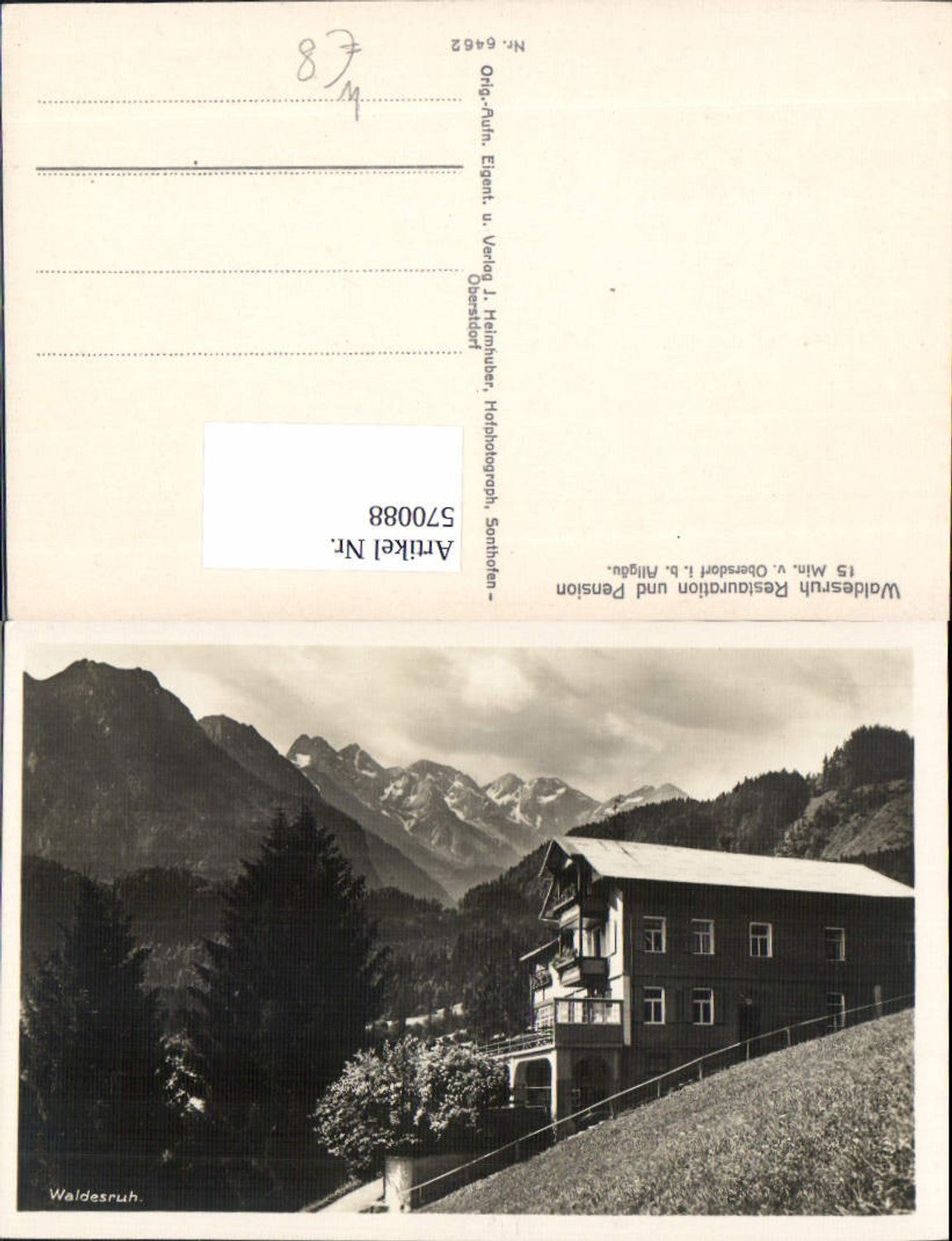 570088,Oberstdorf Allgäu Waldesruh Restauration u. Pension