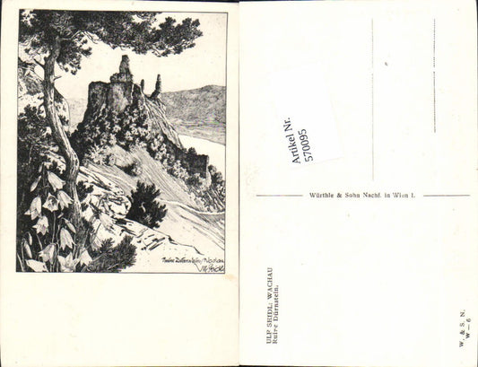 570095,tolle Künstler AK Ulf Seidl Ruine Dürnstein an d. Donau Wachau