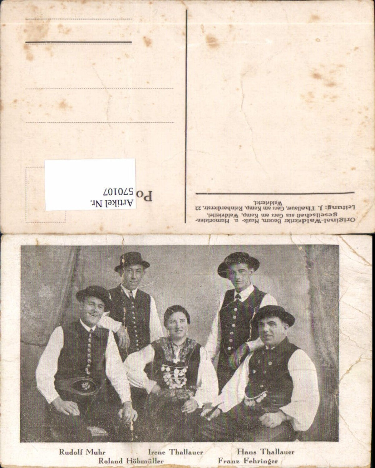 570107,tolle AK Gars am Kamp Original Waldviertler Bauern Musik