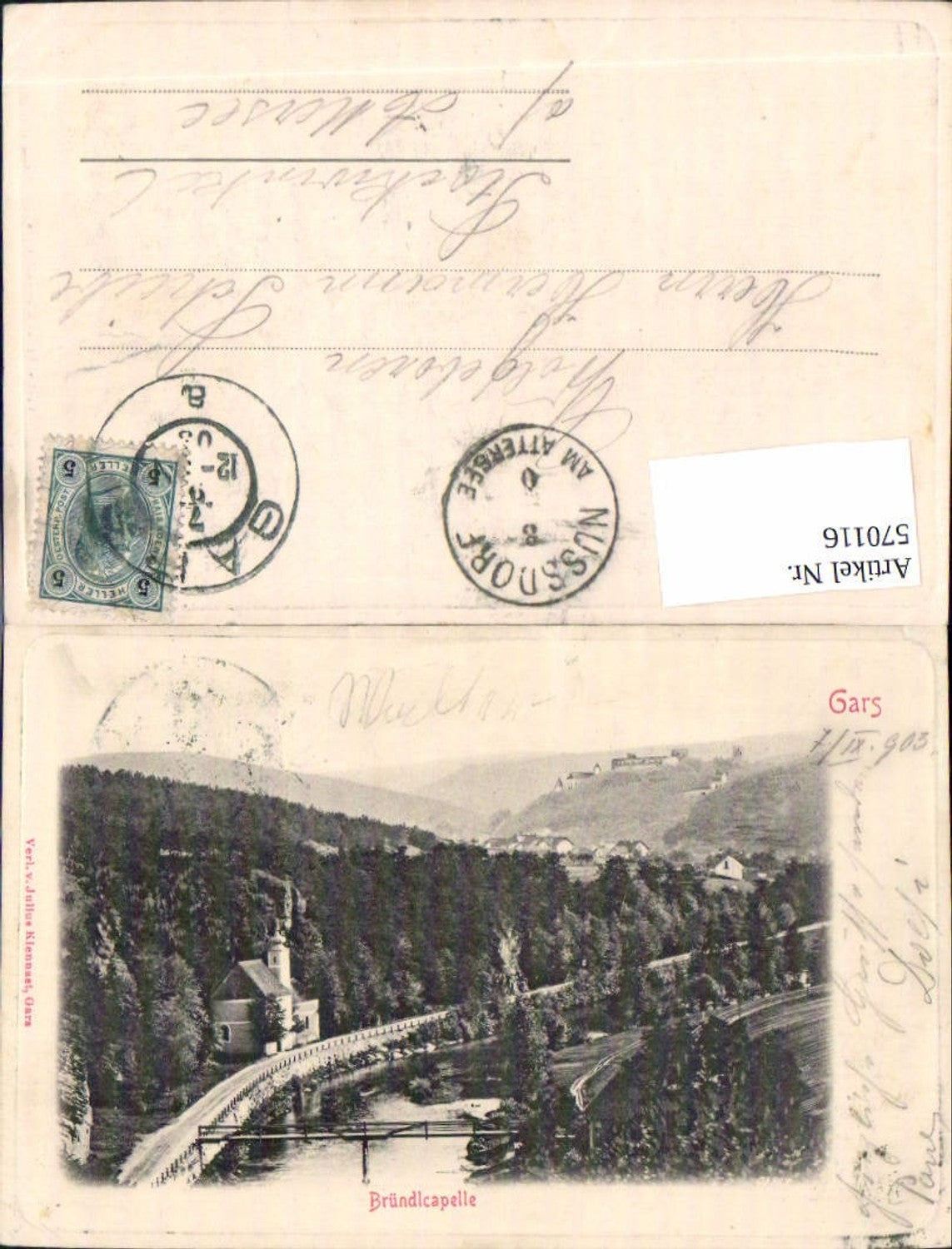 570116,tolle Präge AK Gars am Kamp Bründlcapelle Thunau