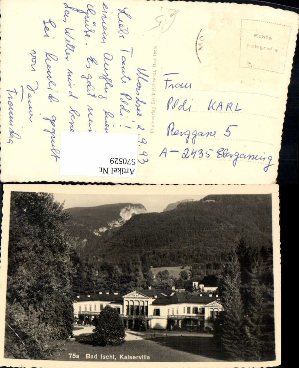 570529,Foto Ak Bad Ischl Kaiservilla