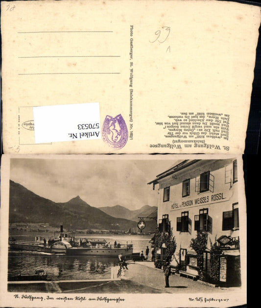 570533,Foto Ak St Wolfgang im Salzkammergut Weißen Rößl pub Photo Gastberger 160/1