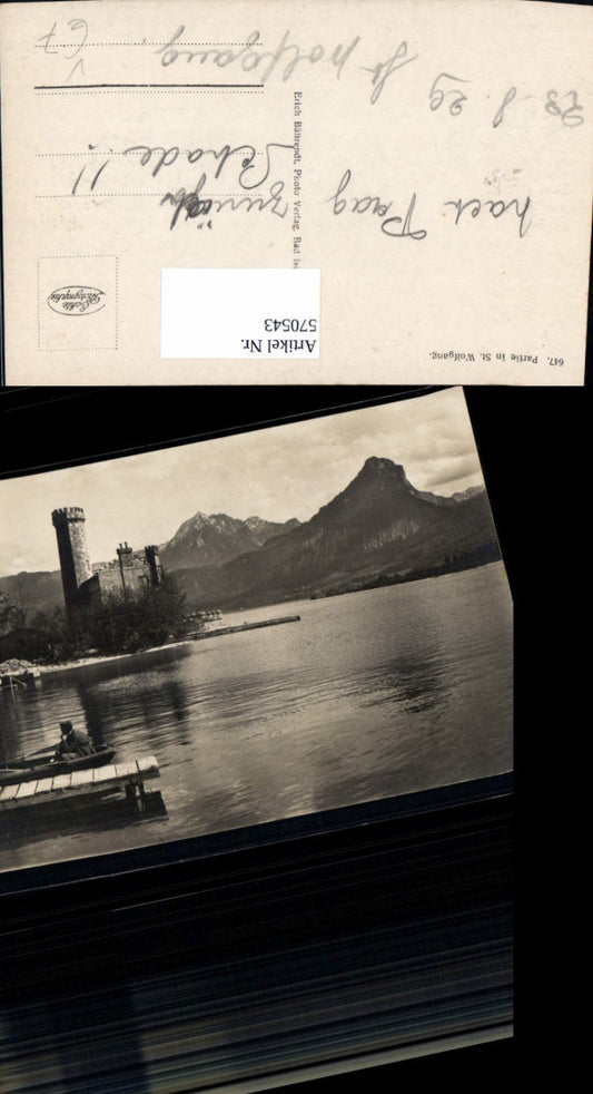 570543,Foto Ak St Wolfgang im Salzkammergut Ansicht m. Boot Ruderboot Anleger pub Erich Bährendt
