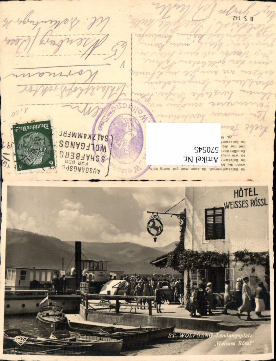 570545,St Wolfgang im Salzkammergut Landungsplatz Weißes Rößl Schiff Dampfer Boote pub Cosy BS 147