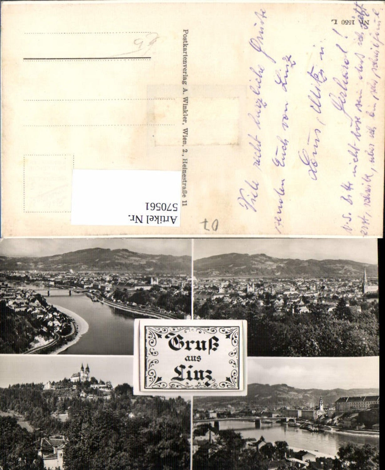 570561,Mehrbild Ak mit Leporello m. 7 Ansichten Linz a. d. Donau