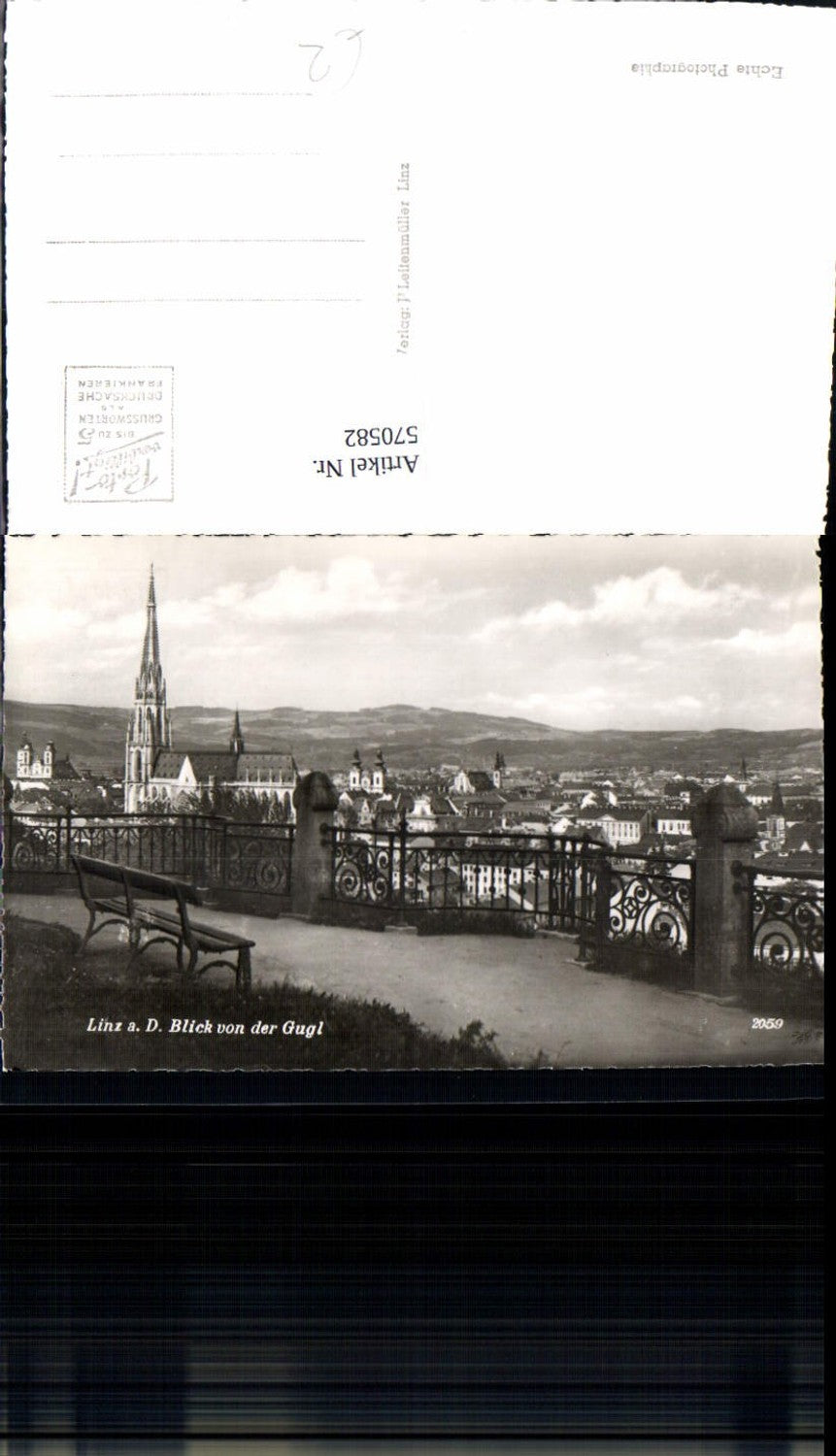 570582,Foto Ak Linz a. d. Donau Blick v. d. Gugl