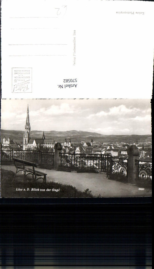 570582,Foto Ak Linz a. d. Donau Blick v. d. Gugl