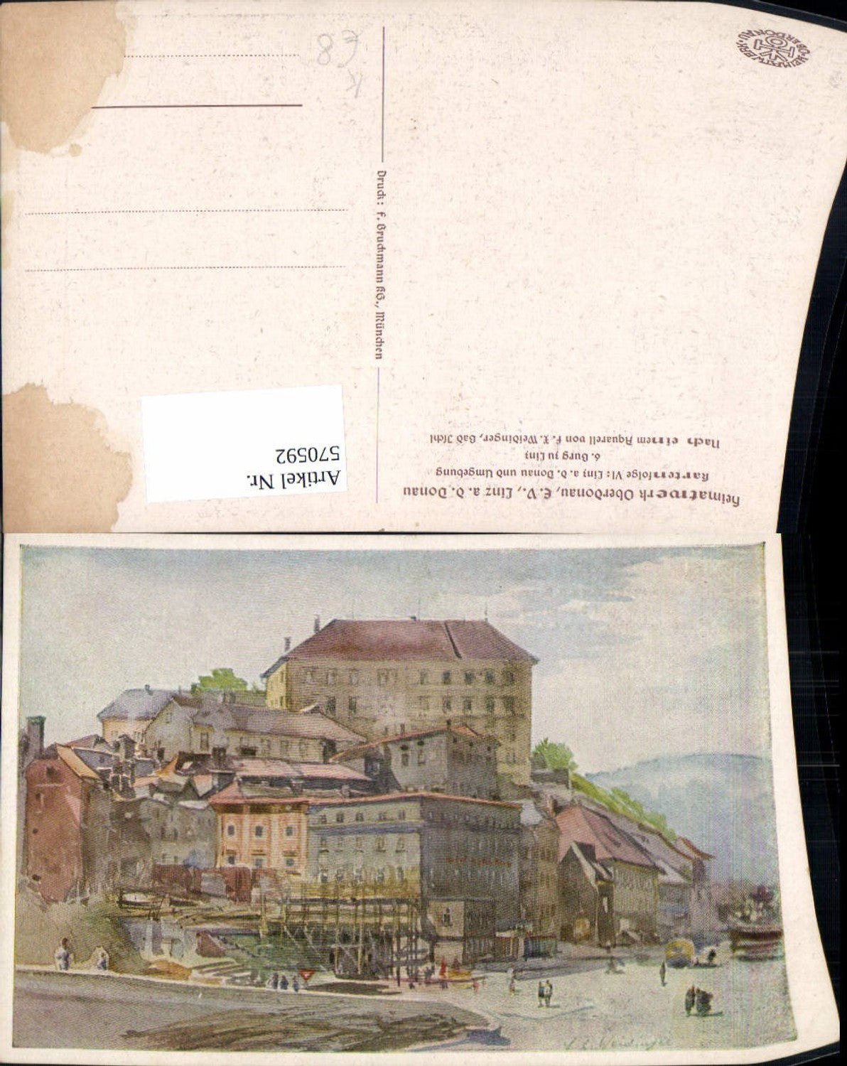 570592,Künstler Ak F. X. Weidinger Linz a. d. Donau Burg