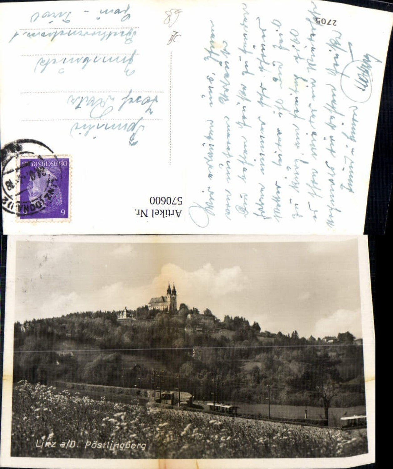 570600,Foto Ak Linz a. d. Donau Pöstlingberg Bahn Kirche