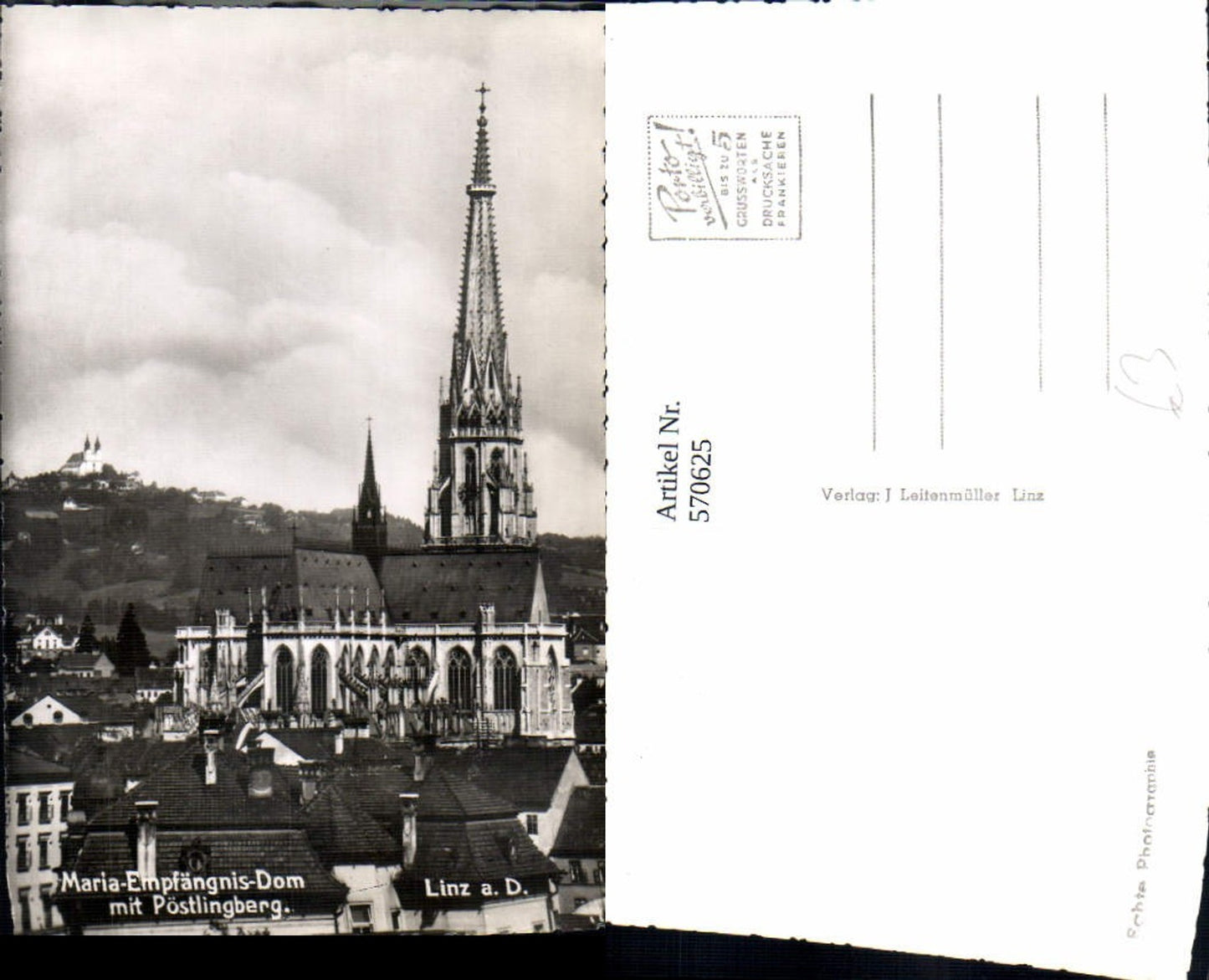 570625,Foto Ak Linz a. d. Donau Maria-Empfängnis-Dom m. Pöstlingberg