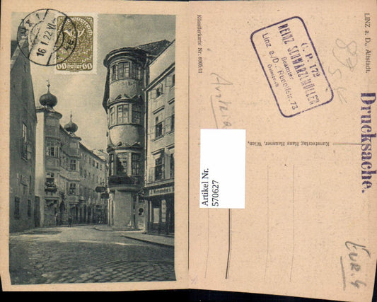 570627,Linz a. d. Donau Altstadt Gasse Stempel C.P. 172 Heinz Schwarzlmüller Beamter