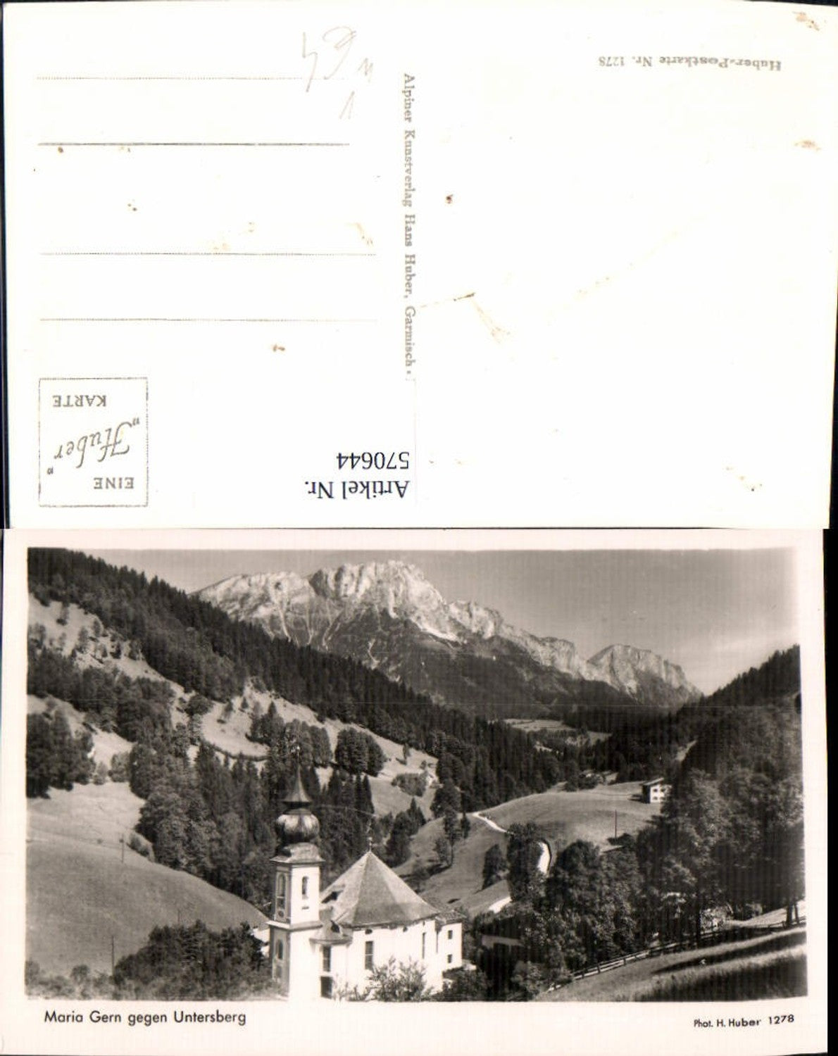 570644,Foto Ak Berchtesgaden Maria Gern geg. Untersberg Kirche pub Hans Huber 1278