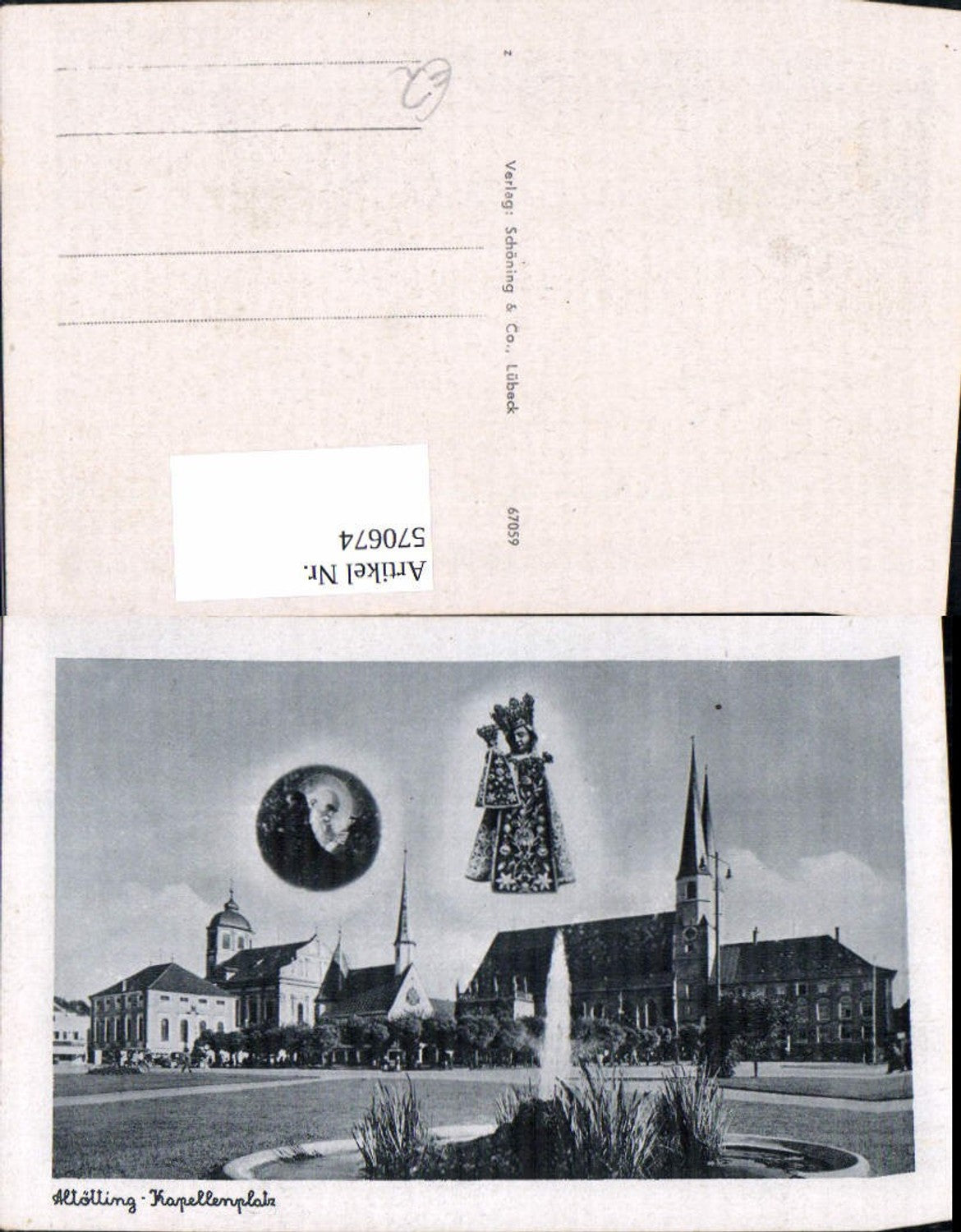 570674,Fotomontage Altötting Kapellenplatz Gnadenbild