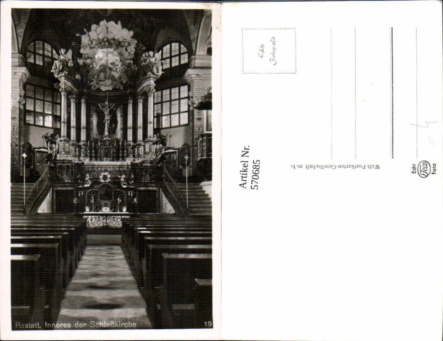 570685,Foto Ak Rastatt Inneres d. Schloßlirche Altar