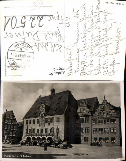 570712, Photo Ak Heilbronn a. Neckar Town Hall Car