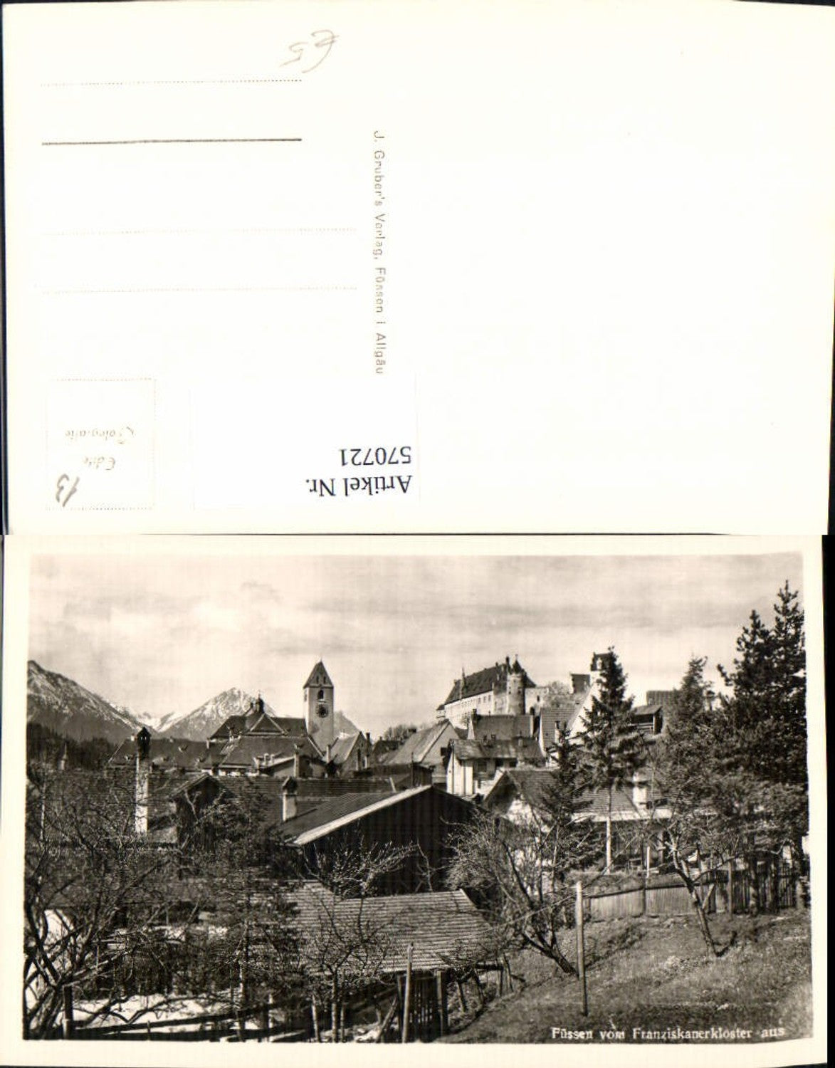 570721,Foto Ak Füssen v. Franziskanerkloster aus