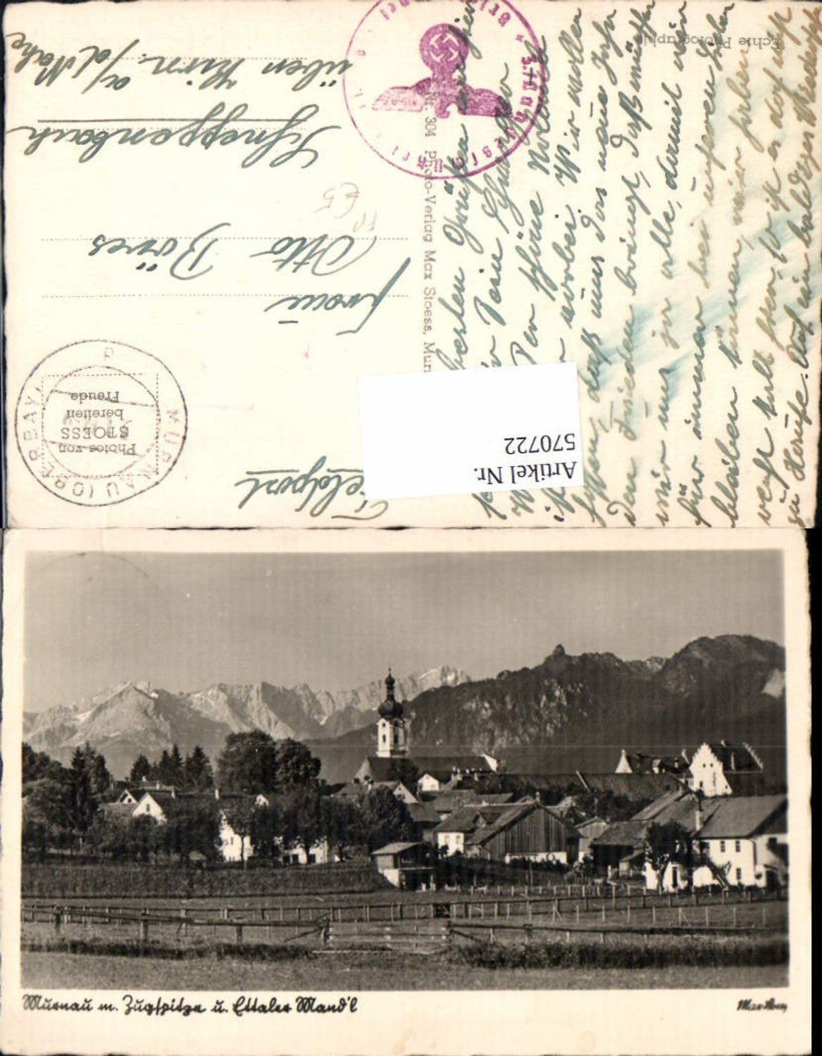 570722, Photo Ak Murnau with Zugspitze and Ettaler Manndl Field Post 3rd Landesschützen