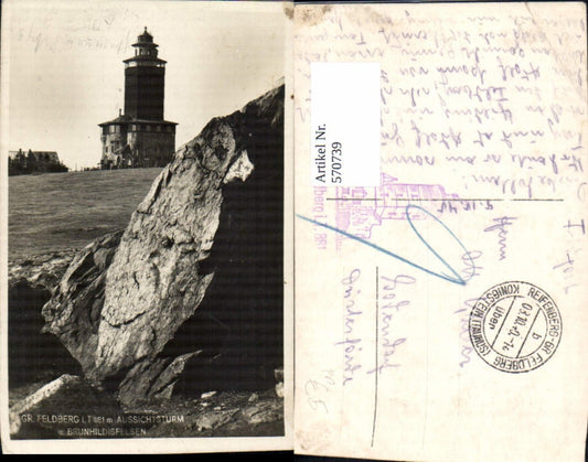 570739,Gr. Feldberg Aussichtsturm u. Brunhildisfelsen Schmitten Hochtaunus Feldpost