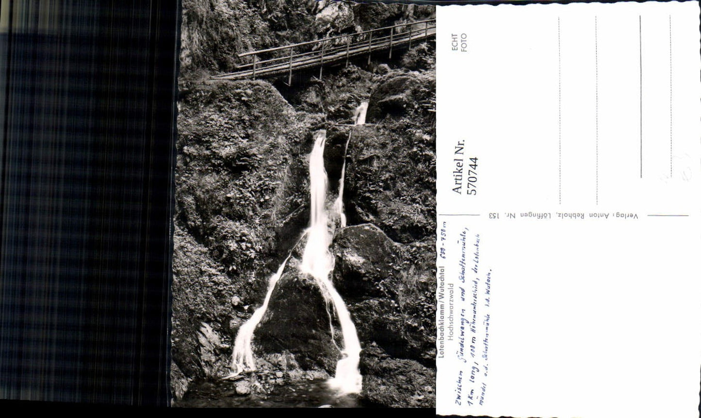 570744,Foto Ak Lotenbachklamm Wutachtal Hochschwarzwald Bonndorf im Schwarzwald Wasserfall