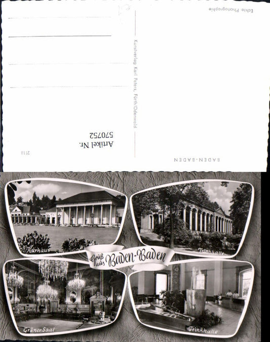 570752, Multi-image postcard Baden-Baden Kurhaus Trinkhalle Grüner Saal