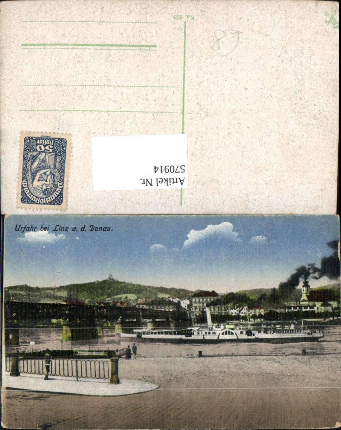 570914,Linz a. d. Donau Ansicht Urfahr Schiff Dampfer